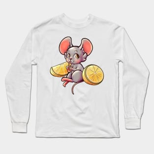 Mouse drinking lemonade (without background) Long Sleeve T-Shirt